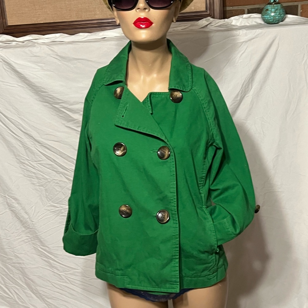 S Kelly Green Old Navy Large Button Canvas Pea Coat Jacket - Picture 1 of 13